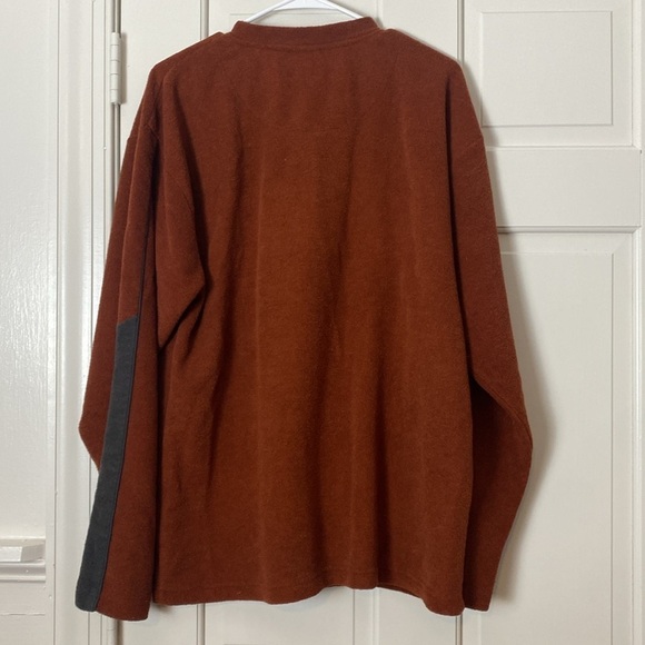 Vintage Prana V-Neck Sweater Terry Cloth Made in USA Maroon oversized Size Large - Picture 5 of 5